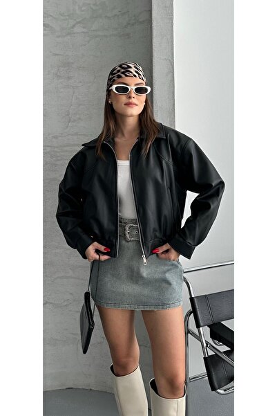 DUAS & CO Jachetă de piele Bomber de sezon nou pentru femei