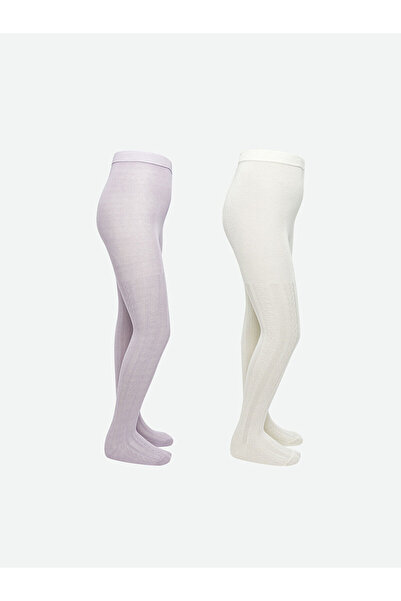 LC Waikiki Καλσόν για κορίτσια με λιλά σχέδιο, συσκευασία 2 τεμαχίων