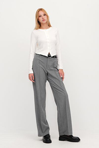 Addax Stitch Detailed Wide Leg Pants Pn8406