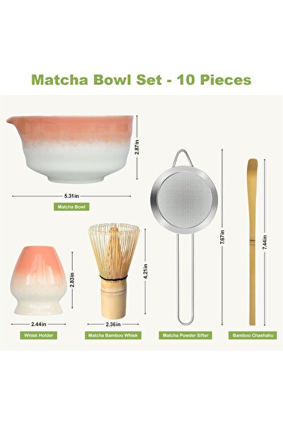 X LOT Japanese tea Matcha Set Includes Bowl, Sifter ,Whisk ,Holder, Bamboo Sc...