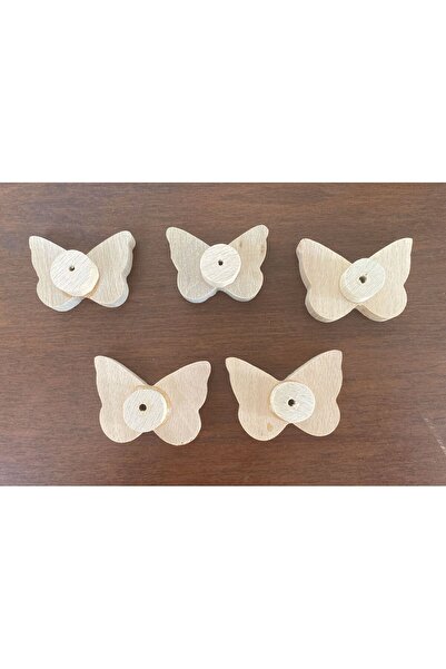 Sanatsal Dünya Wooden Butterfly Handle 5 Pieces 5X3,5X2 cm
