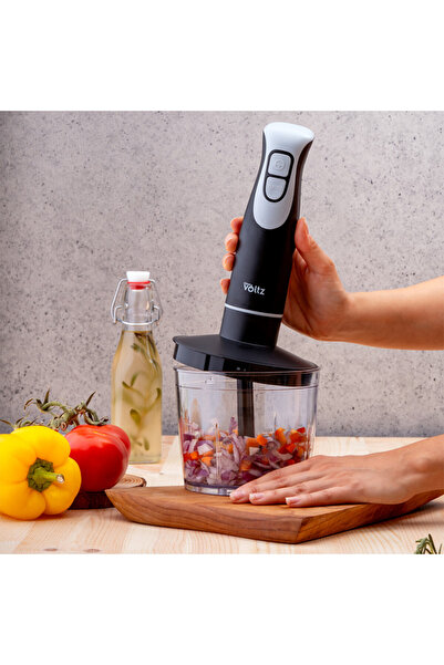 Voltz Blender, tocator și mixer 3 în 1 Oliver OV51112NSC, 600W, 700ml, 2 viteze, Accesorii, Negru