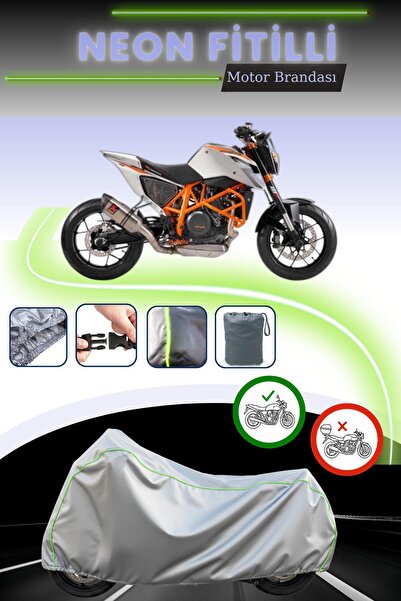 Cemku Cool حقيبة خلفية رمادية نيون قماش مجدّل وغطاء محرك متوافق مع KTM 690 Du...