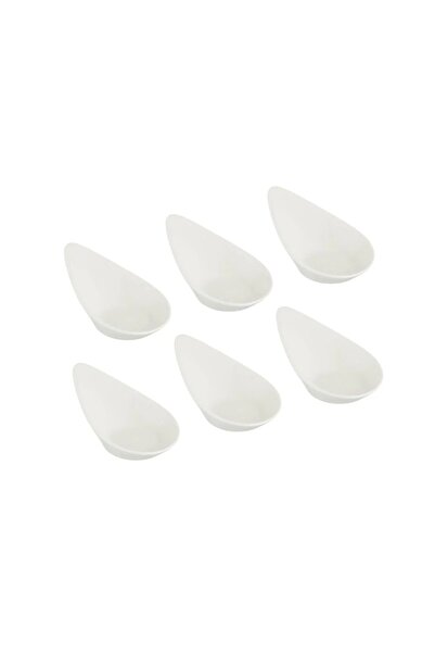 ORIAN 6-piece white porcelain teardrop-shaped yogurt sauce set, 12 cm