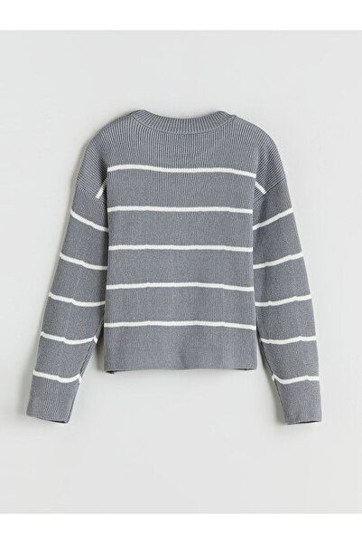 LC Waikiki Özmarka New Season Crew Neck Striped Girls' Knitwear Sweater