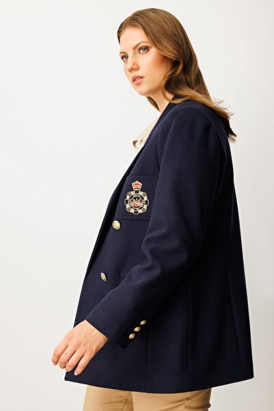 Ekol Cebi Armalı Büyük Beden Ceket 5571-25k Lacivert