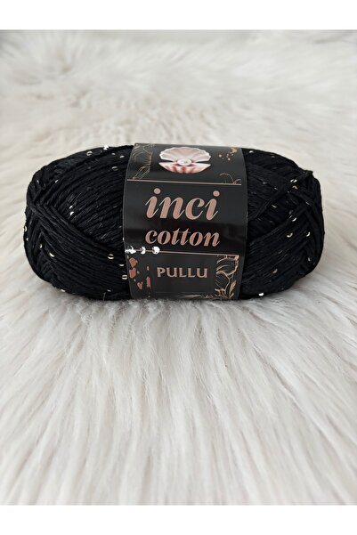CEYBAG İnci Cotton Pullu Örgü İpi -Siyah (Amigurumi ipi, Bandana İpi, Şal ipi) 100 Gram-190 Metre