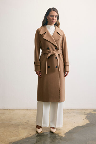 KENT Belted Long Cashmere Trench Camel Coat