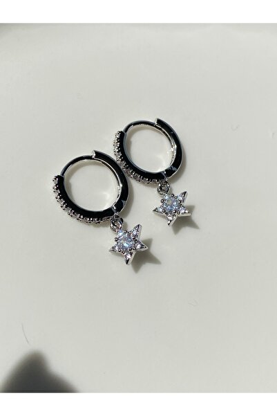 kurukafagift Zircon Stone Hoop Earrings Star Figured Double Earrings