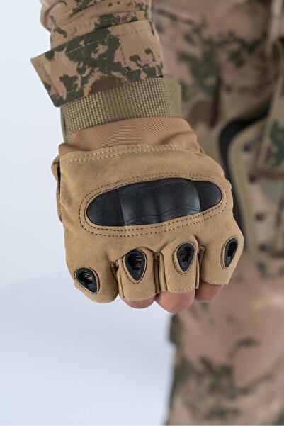 COMBAT Tactical Outdoor Kesik Parmaksız Eldiven Asker Sporcu Bisikletçi ÇÖL K...