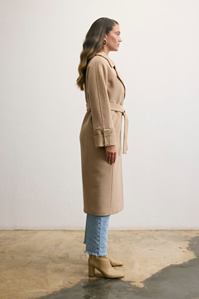 KENT Classic Long Light Beige Coat with Belt