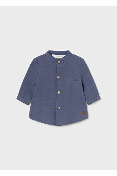 MAYORAL Baby Boy Mao Collar Shirt Navy Blue