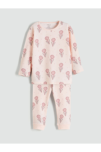 LC Waikiki Bisiklet Yaka Baskılı Kız Bebek Pijama Takımı