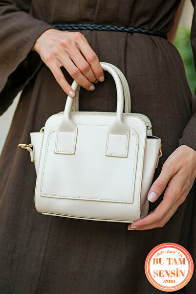 Bu Tam Sensin Krem Kadın Fermuarlı Tek Bölmeli Çift Tutma Saplı Çapraz Askılı...