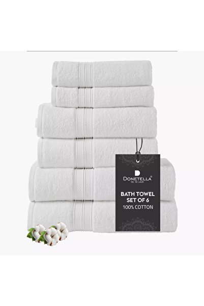 Generic DONETELLA 6-Piece 600 GSM Combed Cotton Bath Towel Set