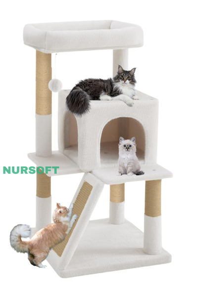 Nursoft Terraced Cat Scratching House with Nest and Scratching Post