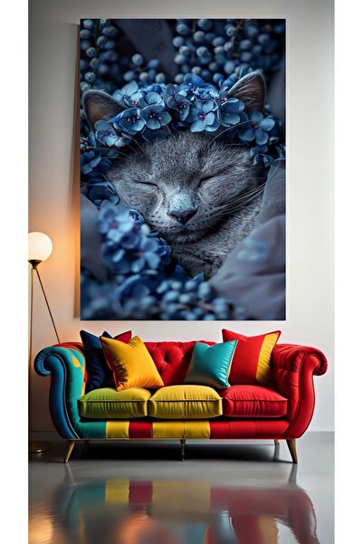 özkacar UYUYAN CAT V1 Tablou pe pânză pentru decorarea casei, perete, salon, ...