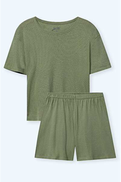 Brix Set de pijama de dama 100% bumbac verde