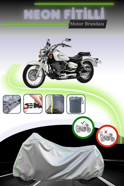 Cemku Cool غطاء محرك رمادي قماش مجدّل حقيبة متوافق مع ياماها XVS 250 دراج ستار