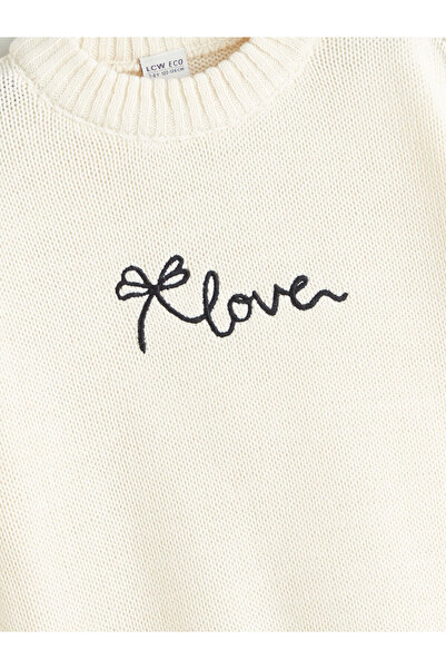 LC Waikiki Ekru Bisiklet Yaka Kız Çocuk Triko Kazak