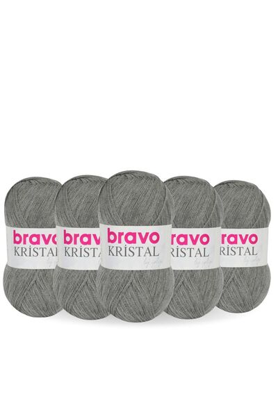 Bravo Crystal 5 Pieces 100 Grams 5 Yumak (Color Code: 930) Dark Gray 100% Acrylic