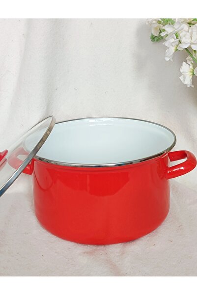 EBRULİEMAYE Orange Enamel Deep Pot 4.5 Liters 24 cm Diameter Milk Yogurt Soup Jam Pot