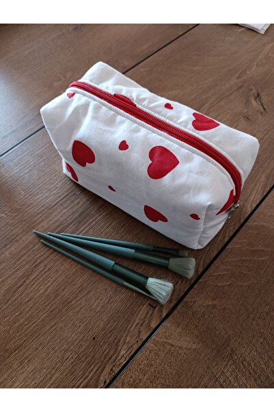 ÖZLEM HANDMADE حقيبة مكياج كبيرة الحجم على شكل قلب