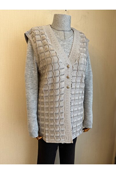 TİRİTEK Triko Thin Tulle Mother's Vest / Sand