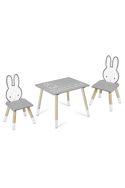 Ricokids Set masa cu doua scaune pentru copii, din lemn si placa MDF solida, ...