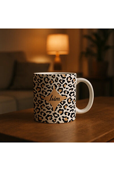 Borambalaj Kişiye Özel İsimli Leopar Desenli Kupa Bardak(Ulaşmayan Müşteriler...