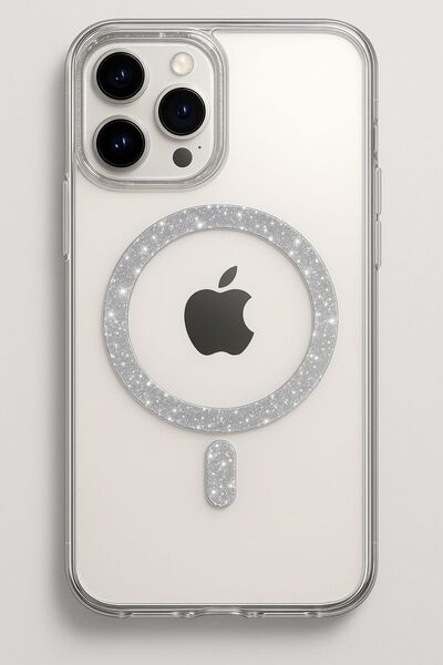 Tiger iphone 13 / 14 uyumlu Simli Magsafe'li Kaliteli Premium Kadın Telefon Kılıfı