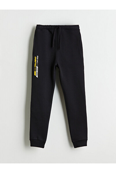 LC Waikiki Μαύρο ελαστικό μέσης Boy's Jogger Sweatpants