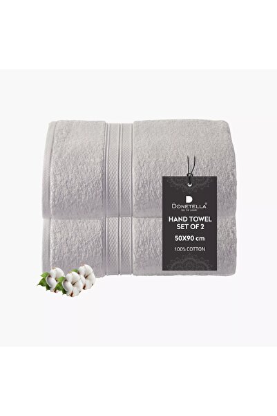 Generic DONETELLA 2-Piece 600 GSM Combed Cotton Hand Towel Set - 50x90 cm