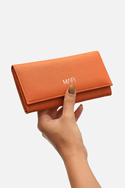 MAFİ Rumedo %100 Doğal Deri Kompakt Cüzdan Turuncu
