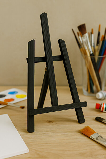 Tigertint Masaüstü Ahşap Ladin Renkli Şövale 40 cm Siyah