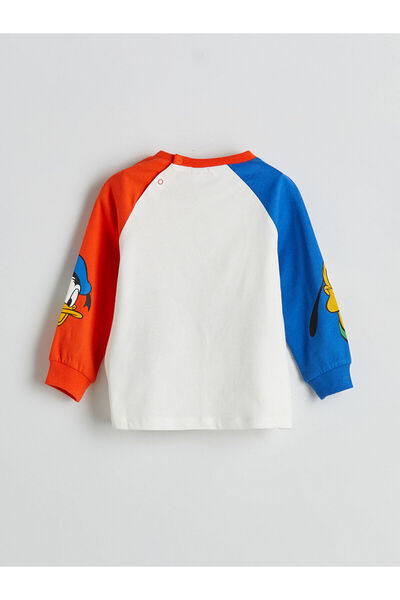 LC Waikiki LCW babyEkru Bisiklet Yaka Mickey Mouse Baskılı Erkek Bebek Pijama Takımı