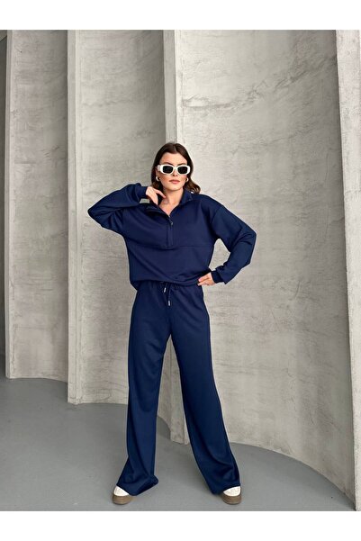 Bella Breeze Women's Zippered Polo Neck Tracksuit Bottom and Top Set