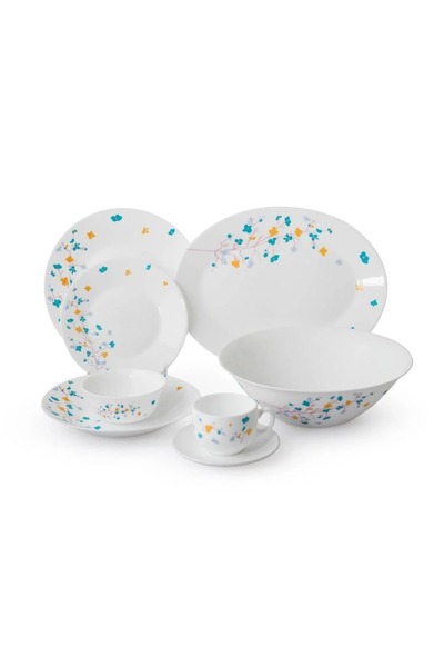 ORIAN Arcopal dinner set with soft patterns, 76 pieces, for 12 people
