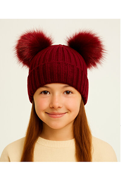 GONCA ŞAPKA Двойна шапка с помпони, зимна модна тенденция