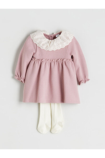 LC Waikiki Baby Collar Baby Girl Dress and Pantyhose