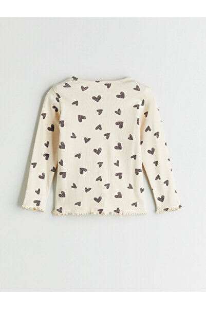 LC Waikiki Σετ πιτζάμες για κοριτσάκι με στάμπα μπεζ καρδιά