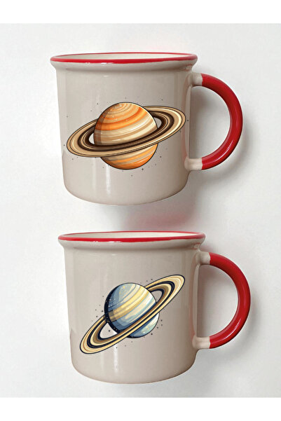 lili hediyelik كوب أحمر ذو فتحتين بتصميم زحل - هدايا للزوج، هدية عيد ميلاد للرجال، فستان سهرة