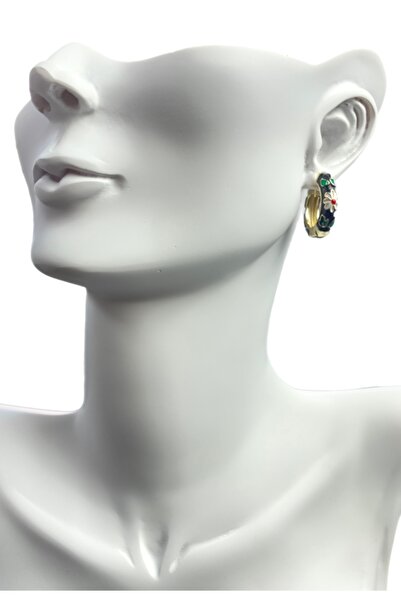 Mazzy أقراط فولاذية ملونة على شكل زهرة مينا