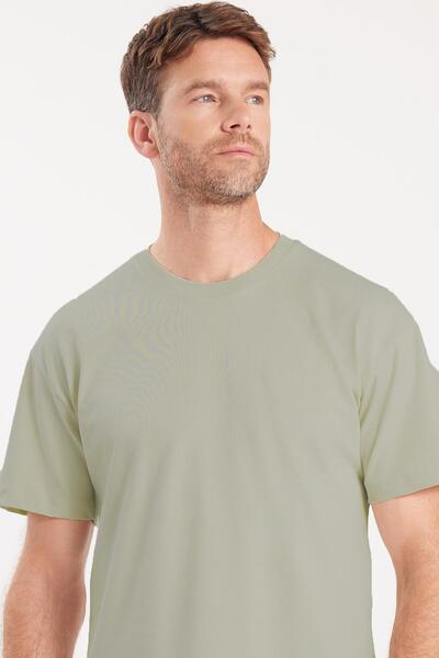 Tudors Men's Boxy Fit Loose Fit 100% Cotton Crew Neck Gray T-Shirt