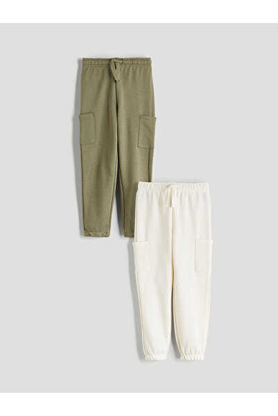 LC Waikiki Khaki Elastic Waist Boys' Jogger Sweatpants, Pack of 2