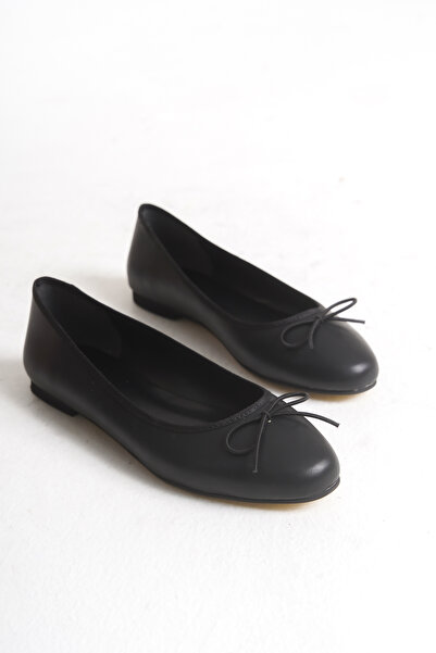 VONJE MARY Kadın Günlük Yuvarlak Burun Balerin Siyah Babet