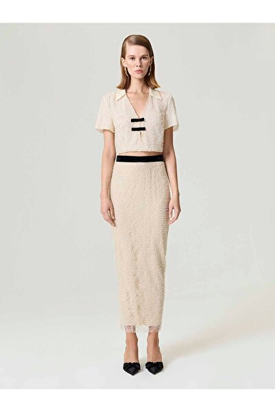 Nocturne İnci İşlemeli Maxi Etek