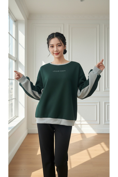 Mood Lab Γυναικείο φούτερ με άνετο κοψίματο, υπερμεγέθη, με στάμπα με σλόγκαν