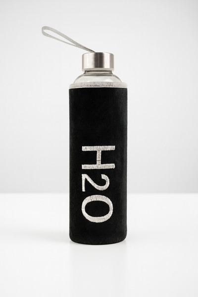Tohana Glass Flask with Plush Cover 600 ml Black