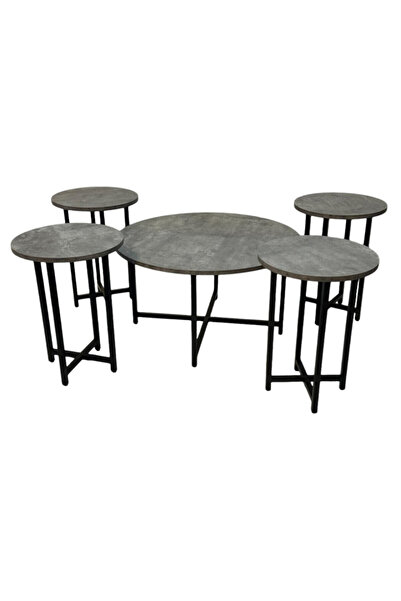 DEC11 4+1 Dark Grey Wood Serving Table Set